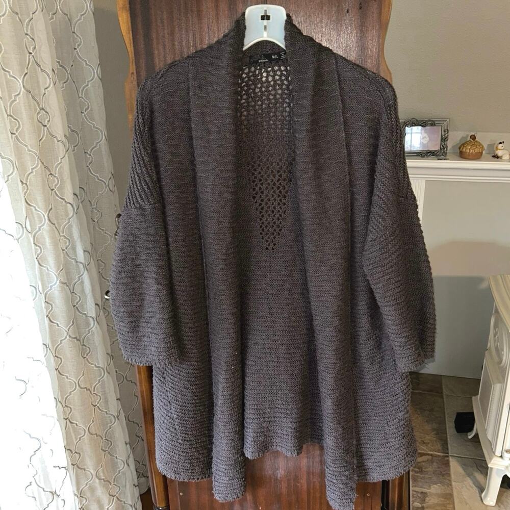 Prana gray medium large oversized knit cardigan sweater